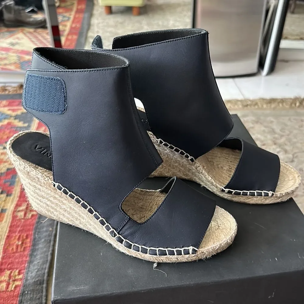 Vince - Spencer Coastal leather espadrille wedges - 3” heel